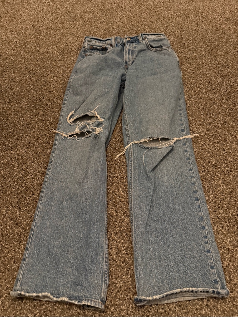Abercrombie & Fitch Light Blue Straight Leg Distressed Jeans